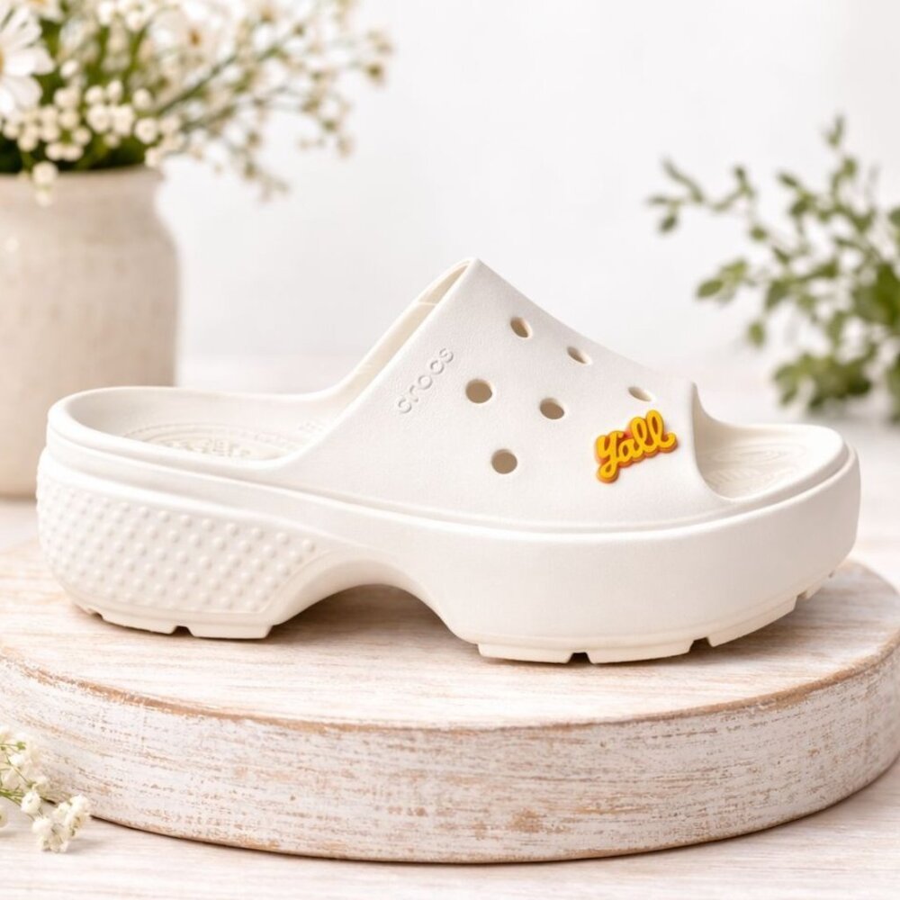 Crocs Stomp Slide Platform Sandals Y2K Chalk White Mens 9 Womens 11 Chunky Slide
